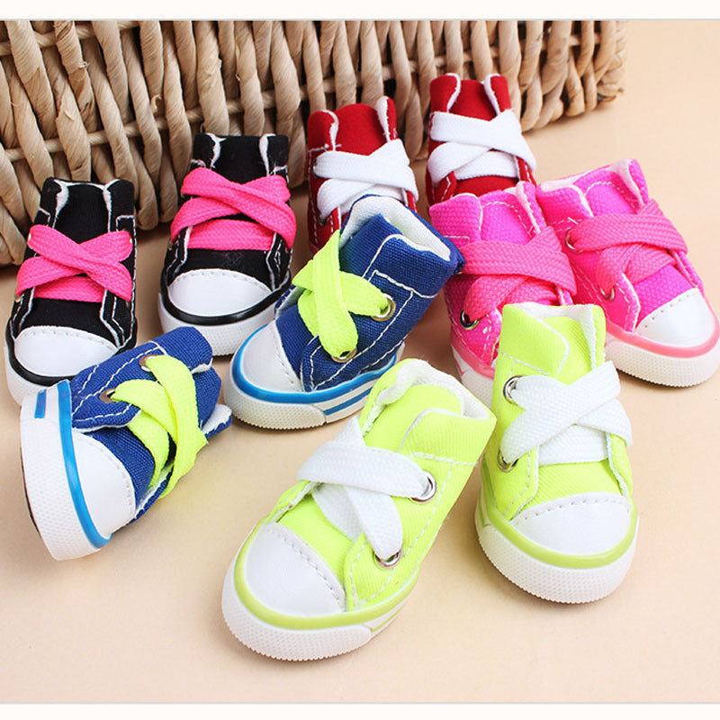 Step Up Your Pet's Style with Canvas Candy Color Teddy Pet Shoes!